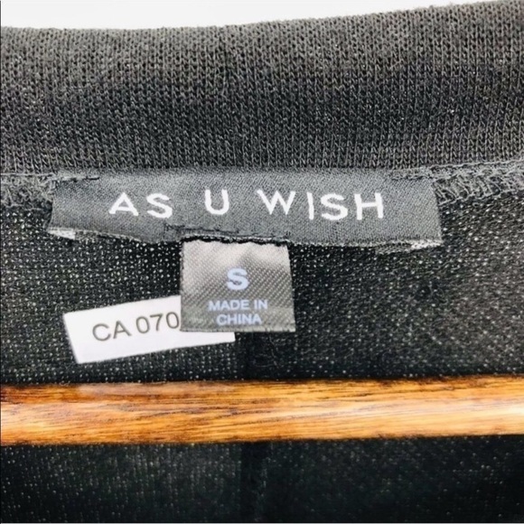 4/$45 AS U WISH NWT Black Long Sleeve Mini Mid Length Light Sweater Dress Small - Picture 7 of 9